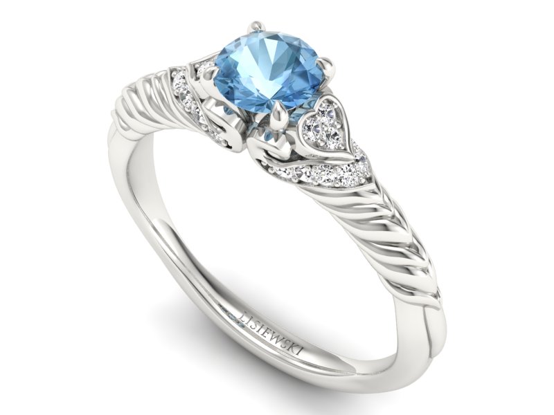 Pierścionek z topazem i brylantami białe złoto - p16380btp - 3