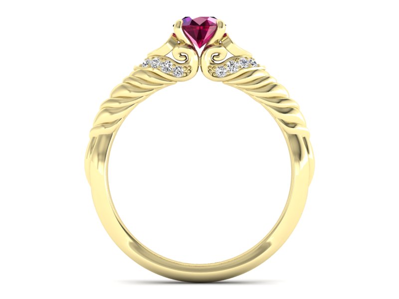 Złoty Pierścionek z rubinem i brylantami - p16380zr - 2