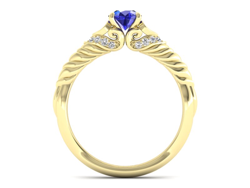 Złoty Pierścionek z szafirem i diamentami - p16380zszc - 2
