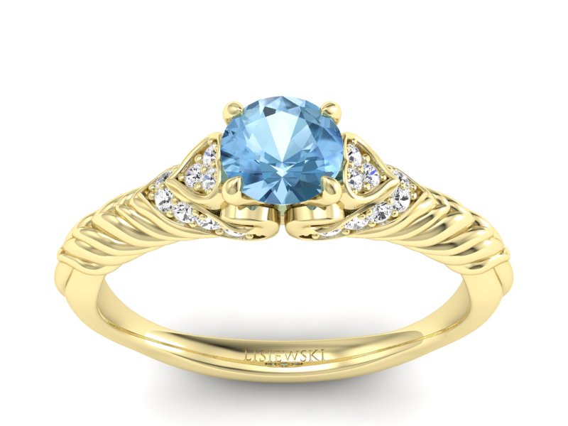 Złoty Pierścionek z topazem i brylantami 585 - p16380ztp - 1