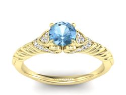 Złoty Pierścionek z topazem i brylantami 585 - p16380ztp