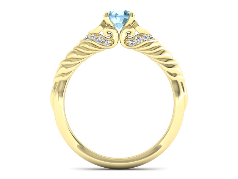 Złoty Pierścionek z topazem i brylantami 585 - p16380ztp - 2