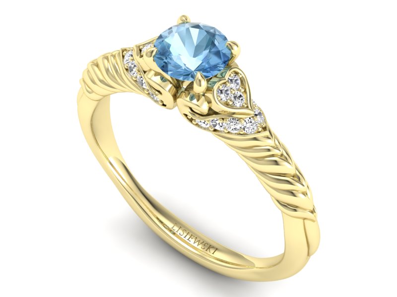 Złoty Pierścionek z topazem i brylantami 585 - p16380ztp - 3