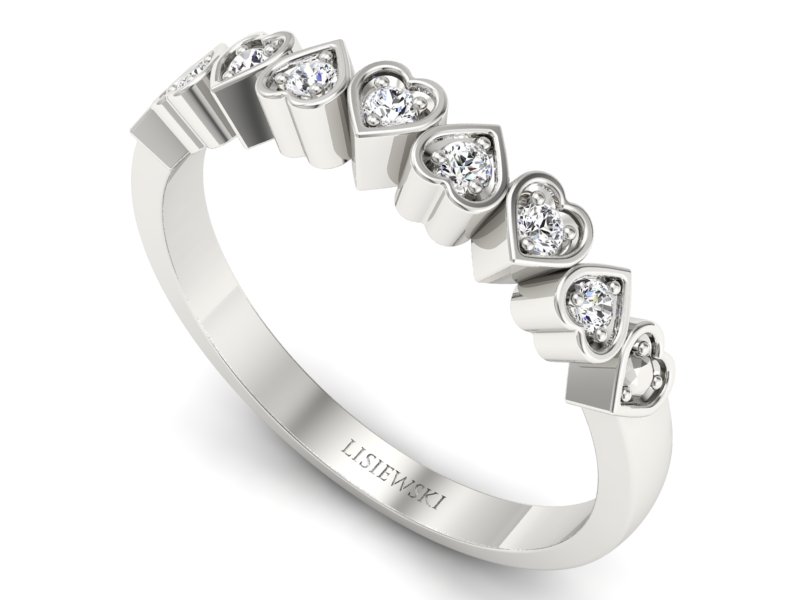 Złoty pierścionek z brylantami białe złoto - p16382b - 3