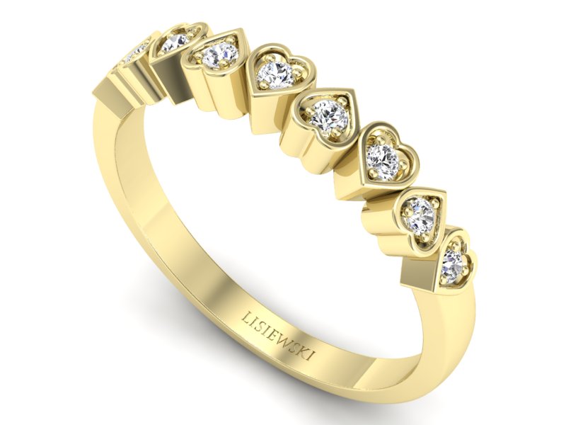 Złoty pierścionek z diamentami żółte złoto - p16382z - 3