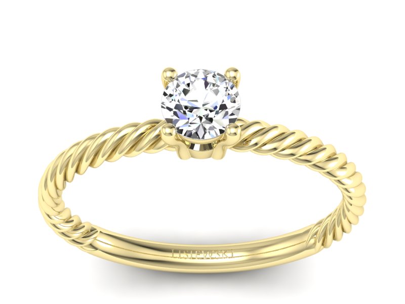 Złoty pierścionek z brylantem żółte złoto - p16383z - 1