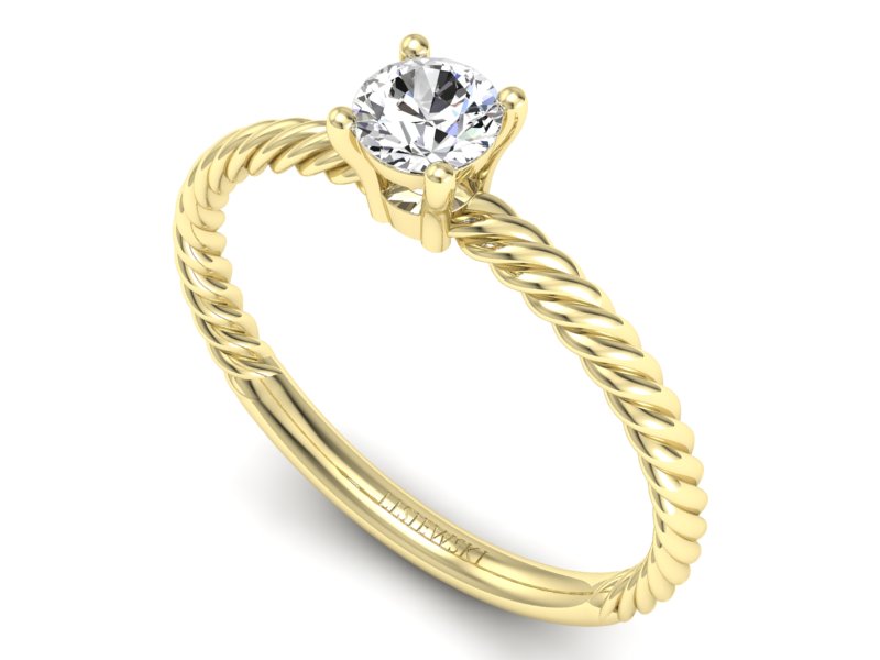 Złoty pierścionek z brylantem żółte złoto - p16383z - 3