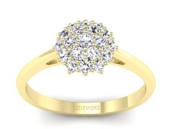 Złoty pierścionek z brylantami żółte złoto - p16384z