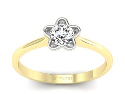 Pierścionek z diamentem żółte i białe złoto - p16386zb