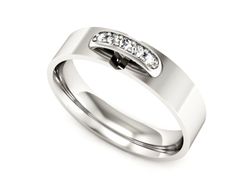 Pierscionek Obrączka z brylantami białe złoto 585 - p16387b