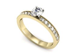 Pierścionek z diamentami żółte i białe złoto 585 - p16389zb