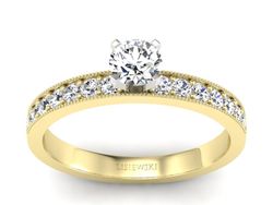 Pierścionek z diamentami żółte i białe złoto - p16389zb