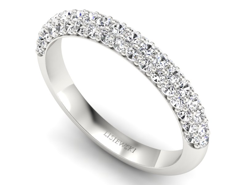 Pierścionek obrączka z brylantami białe złoto - p16390b - 3