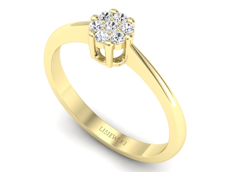 Złoty pierścionek z brylantami żółte złoto - p16392z - 3