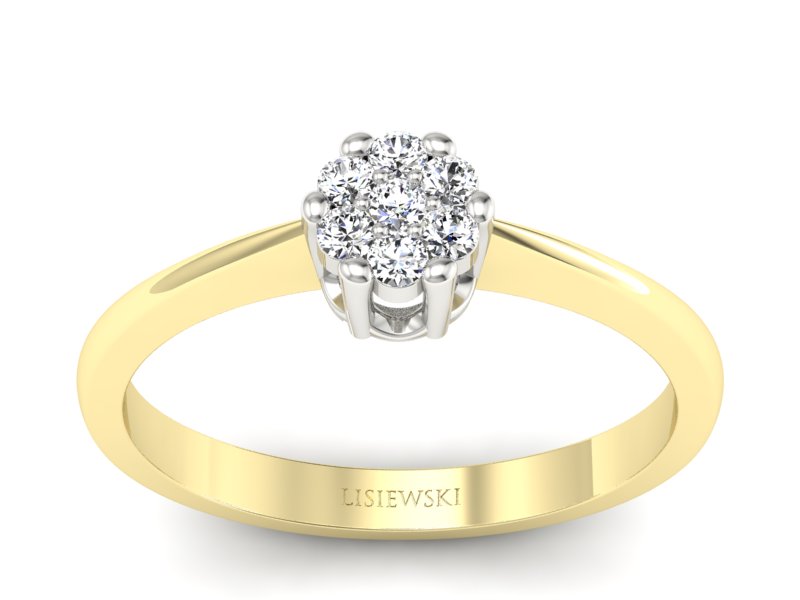 Pierścionek z diamentami żółte i białe złoto - p16392zb - 1