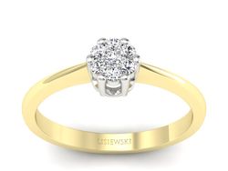 Pierścionek z diamentami żółte i białe złoto - p16392zb