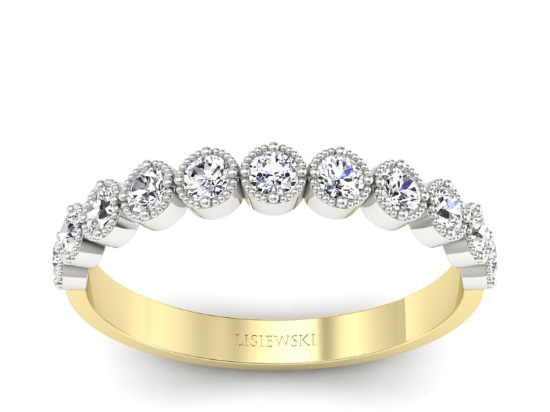 Pierścionek z diamentami żółte i białe złoto - p16399zb - 1