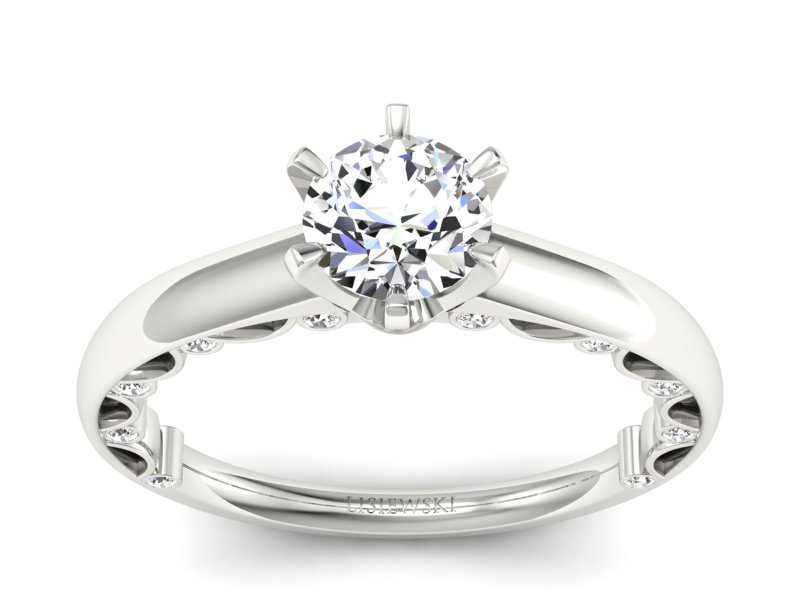 Złoty Pierścionek z brylantami białe złoto 585 - p16400b - 1