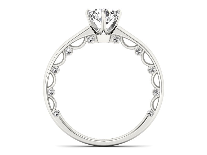 Złoty Pierścionek z brylantami białe złoto 585 - p16400b - 2