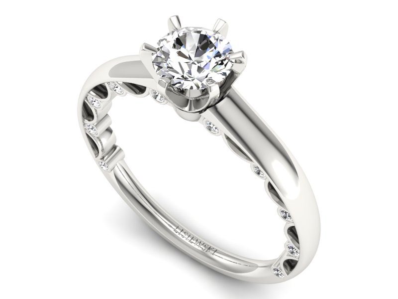 Złoty Pierścionek z brylantami białe złoto 585 - p16400b - 3