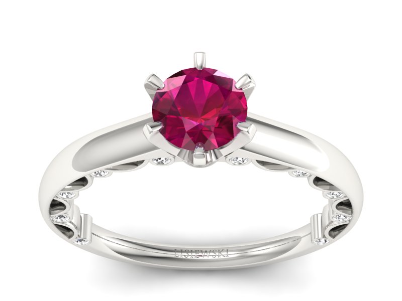 Pierścionek z rubinem i brylantami białe złoto - p16400br - 1