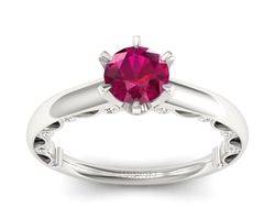 Pierścionek z rubinem i brylantami białe złoto - p16400br