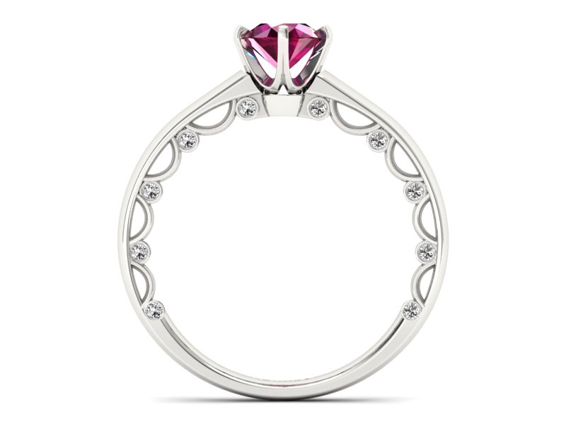 Pierścionek z rubinem i brylantami białe złoto - p16400br - 2