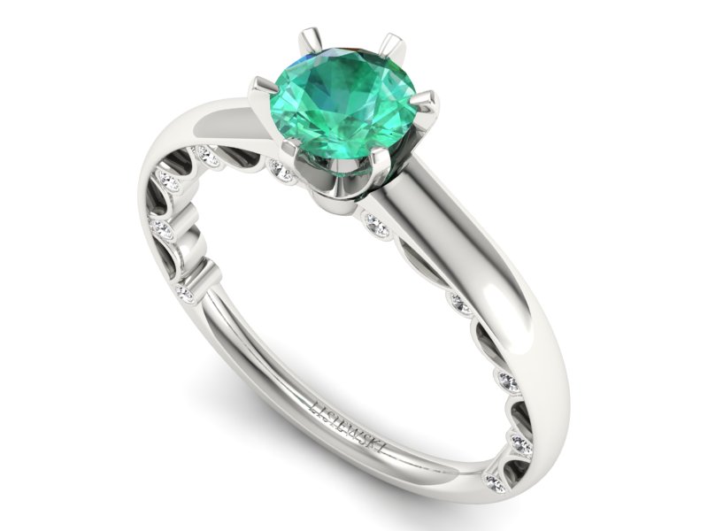 Złoty Pierścionek ze szmaragdem i brylantami - p16400bsm - 3