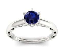Pierścionek z szafirem i brylantami białe złoto - p16400bsz