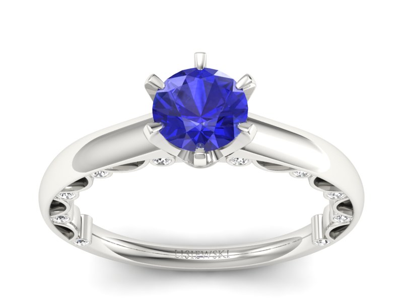 Pierścionek z szafirem i brylantem białe złoto - p16400bszc - 1