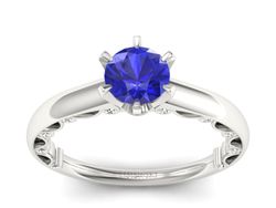 Pierścionek z szafirem i brylantem białe złoto - p16400bszc
