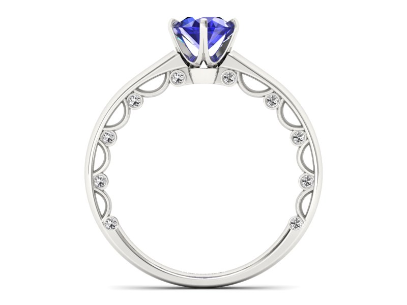 Pierścionek z szafirem i brylantem białe złoto - p16400bszc - 2