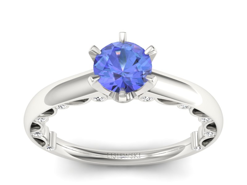 Pierścionek z tanzanitem białe złoto i brylantami - p16400bt - 1