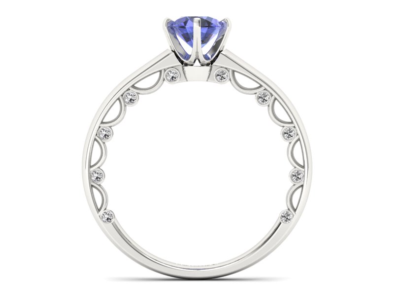 Pierścionek z tanzanitem białe złoto i brylantami - p16400bt - 2