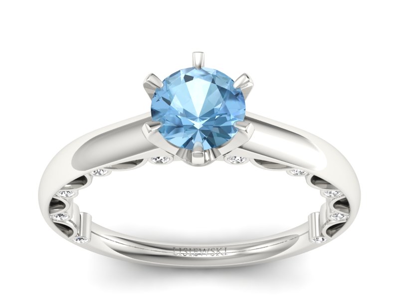 Pierścionek z topazem i brylantami białe złoto - p16400btp - 1