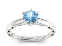 Pierścionek z topazem i brylantami białe złoto - p16400btp