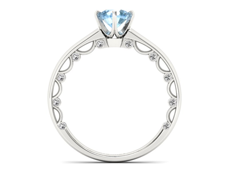 Pierścionek z topazem i brylantami białe złoto - p16400btp - 2