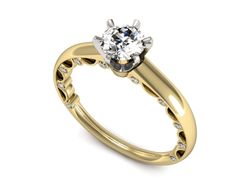 Pierścionek z diamentami żółte i białe złoto 585 - p16400zb