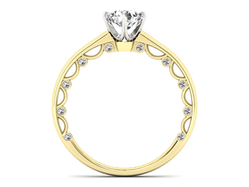 Pierścionek z diamentami żółte i białe złoto 585 - p16400zb - 2