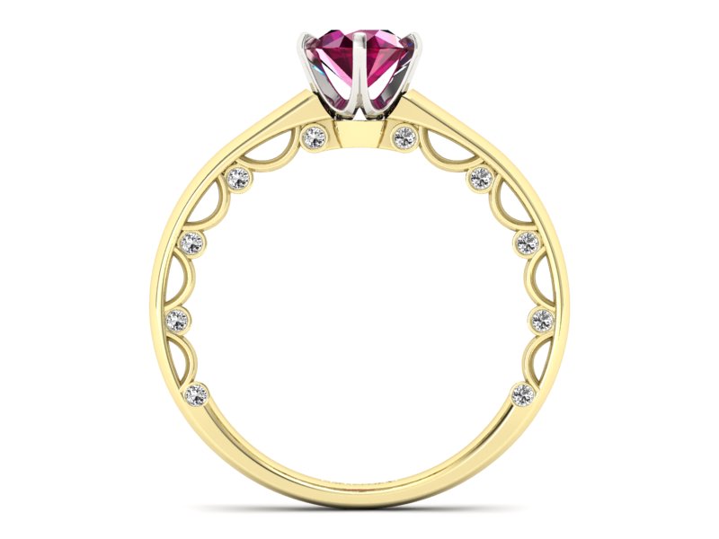 Pierścionek z rubinem i diamentami złoto 585 - p16400zbr - 2