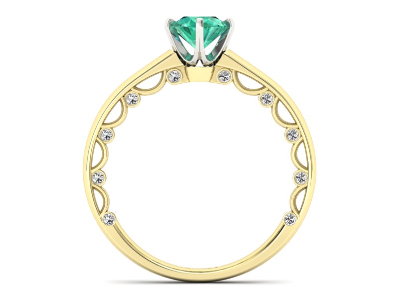 Złoty pierścionek ze szmaragdem i brylantami - p16400zbsm - 2