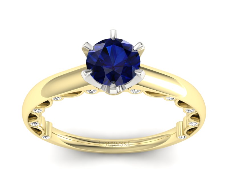 Pierścionek z szafirami i diamentami złoto 585 - p16400zbsz - 1