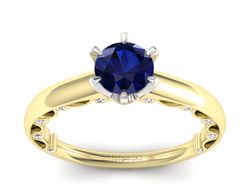Pierścionek z szafirami i diamentami złoto 585 - p16400zbsz