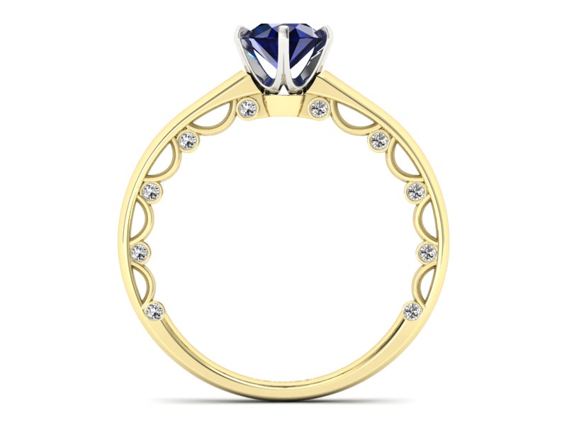 Pierścionek z szafirami i diamentami złoto 585 - p16400zbsz - 2