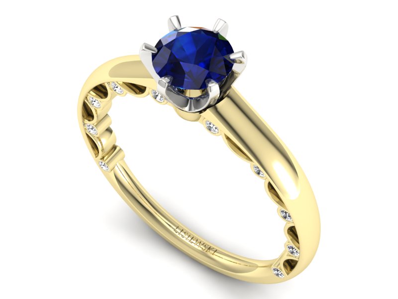 Pierścionek z szafirami i diamentami złoto 585 - p16400zbsz - 3