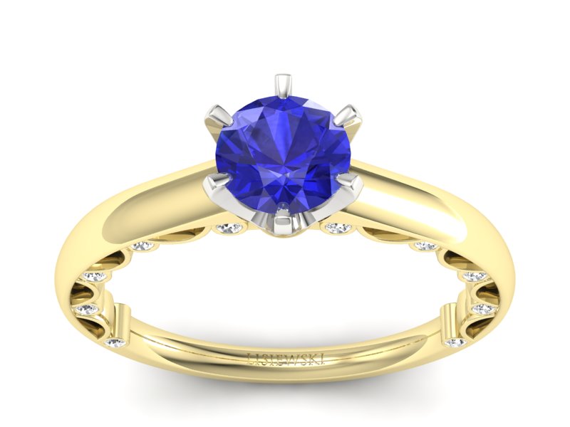 Pierścionek z szafirem i diamentami złoto 585 - p16400zbszc - 1