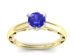 Pierścionek z szafirem i diamentami złoto 585 - p16400zbszc