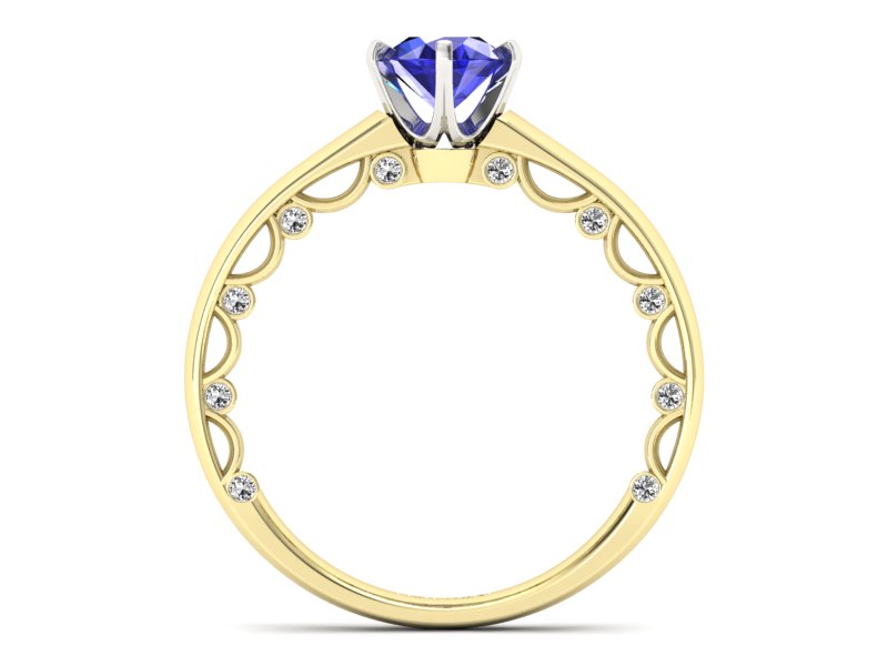 Pierścionek z szafirem i diamentami złoto 585 - p16400zbszc - 2