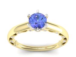 Złoty Pierścionek z tanzanitem i brylantami - p16400zbt