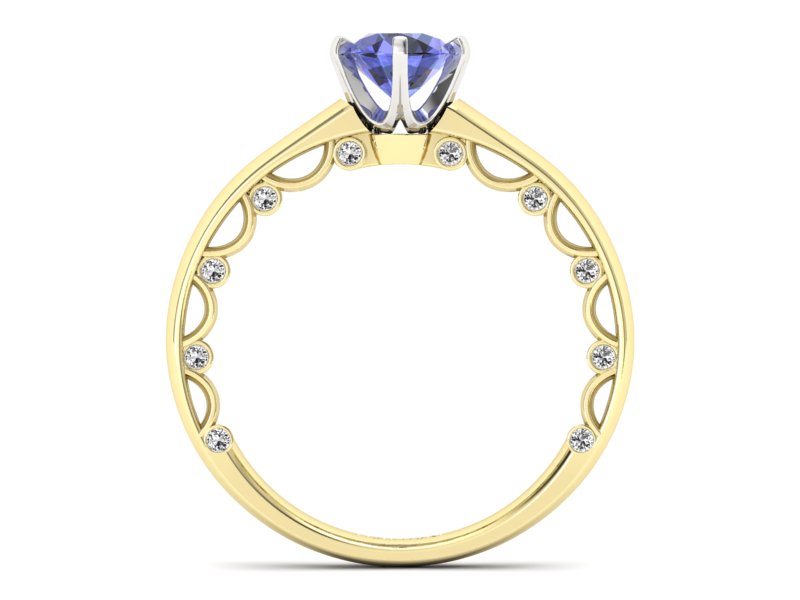 Złoty Pierścionek z tanzanitem i brylantami - p16400zbt - 2